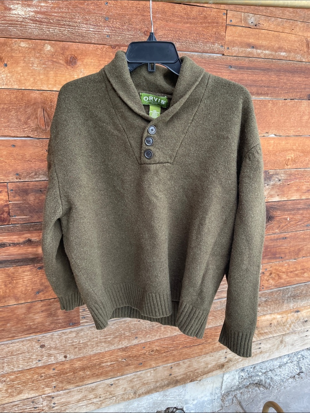 Orvis Women’s Lambswool Sweater XXL Olive Green Classic Crewneck